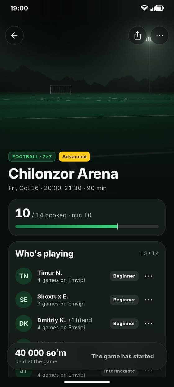 Game page: who’s playing
